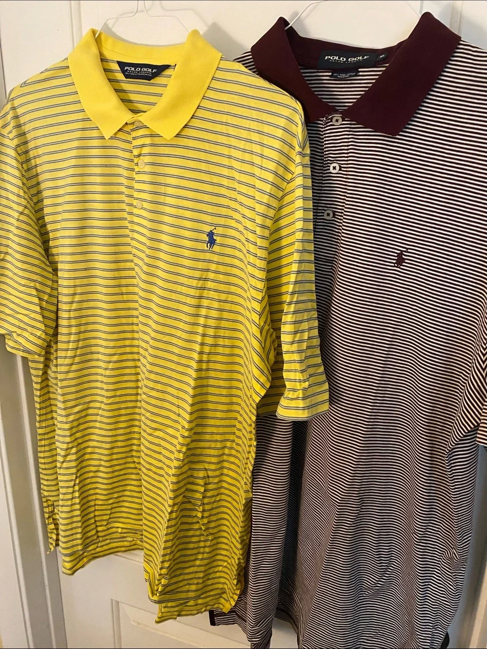 2 Polo Golf Striped Polo Shirts 100% Pima Cotton Size XL